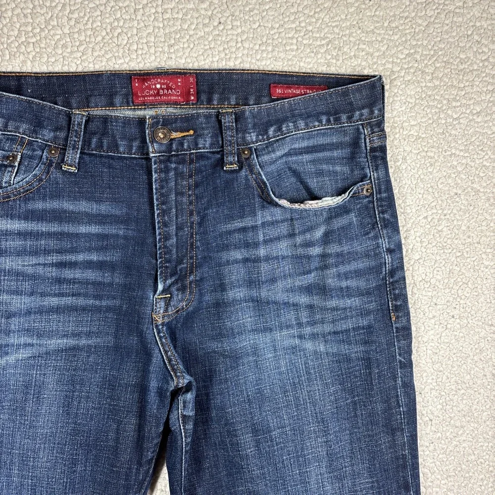 Lucky Brand 361 Vintage Straight Men W34 L30 Dark Wash Stretch Classic Fit Jeans